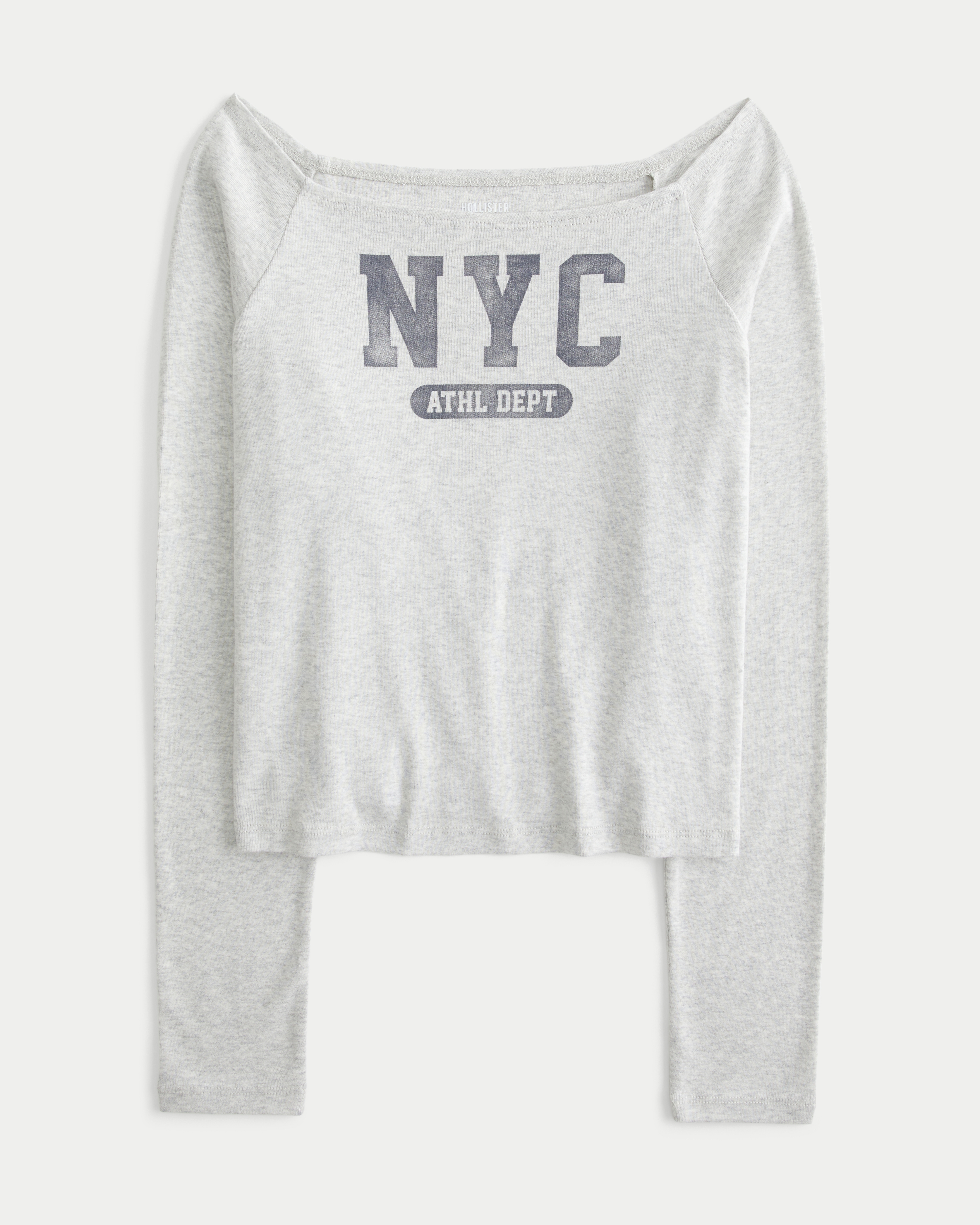 Women s Long Sleeve NYC Graphic T Shirt in Heather Grey Size L from Hollister