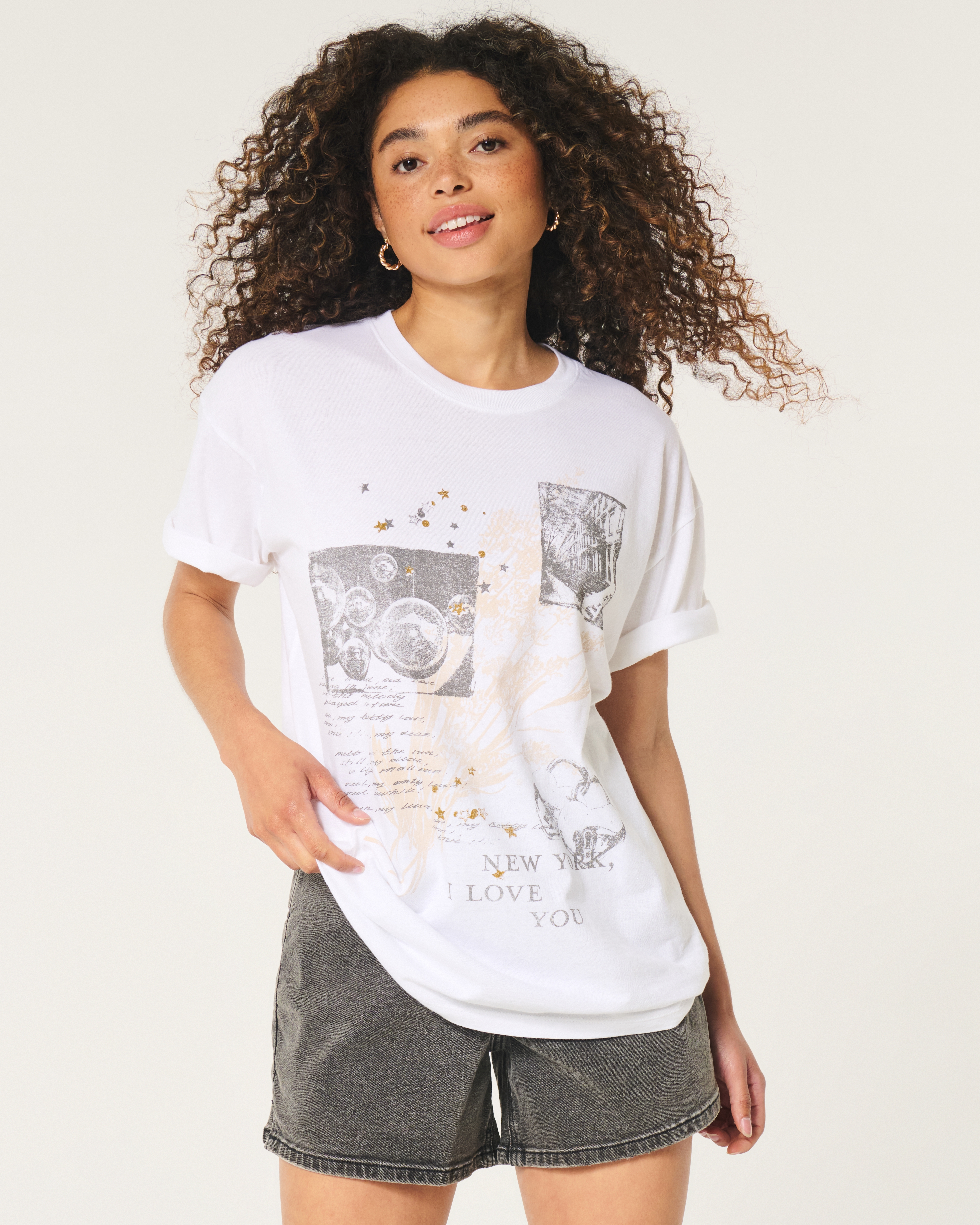 Oversized New York I Love You Graphic Tee