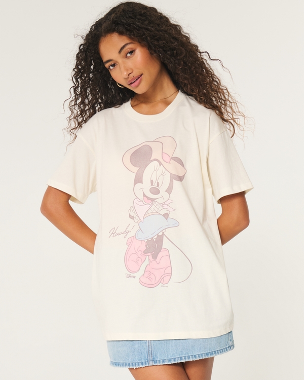 Oversized Minnie Mouse Graphic Tee, Cloud White