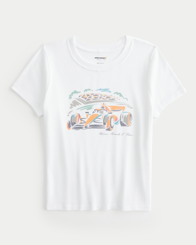 Women s McLaren Graphic Baby Tee in White Size S from Hollister