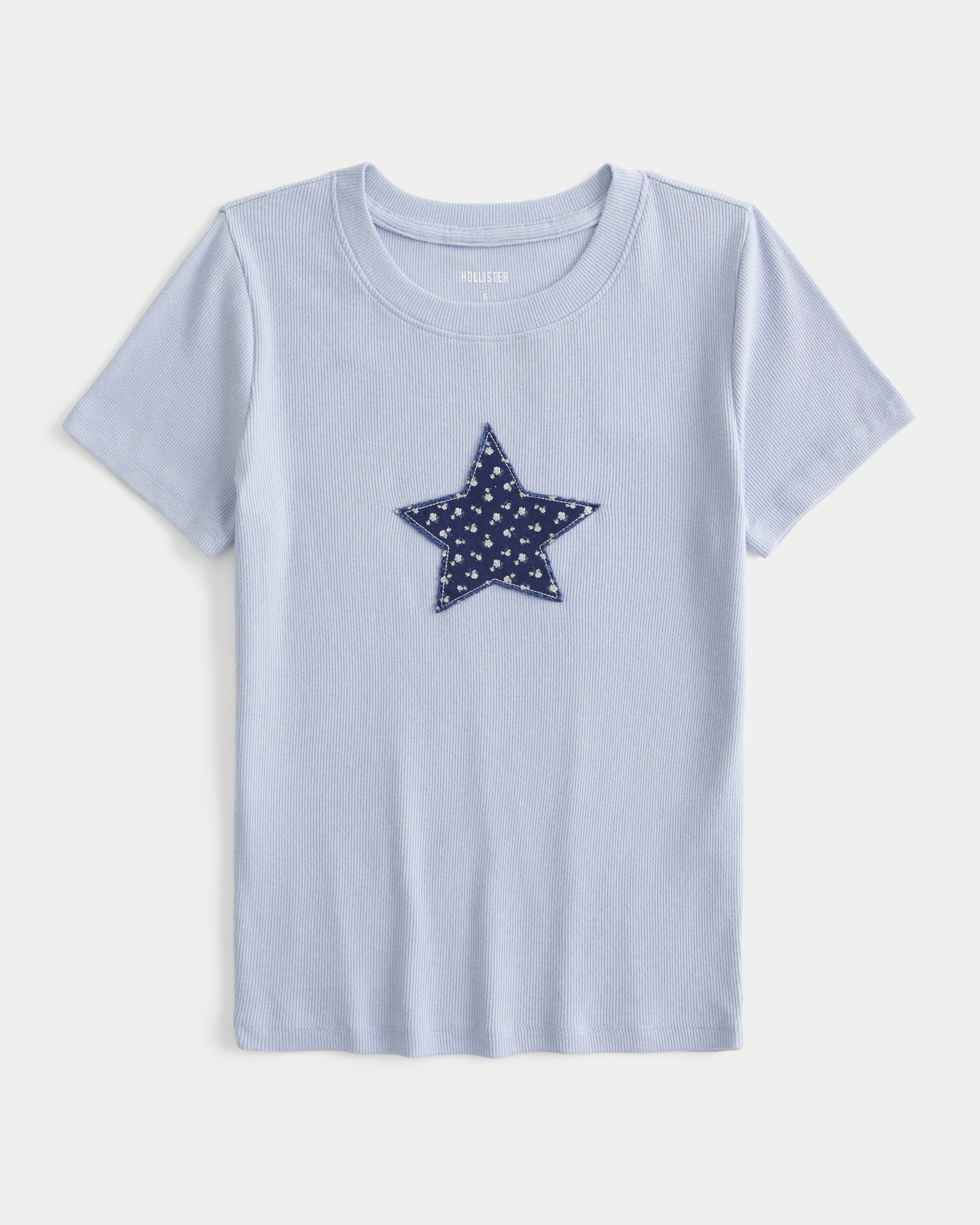 Ribbed Star Graphic Crew Baby Tee