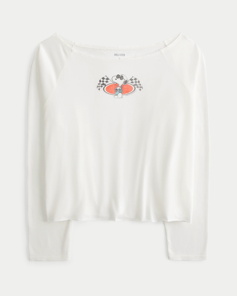 Women's Oversized Long-Sleeve Snoopy Graphic Tee Women's Sale