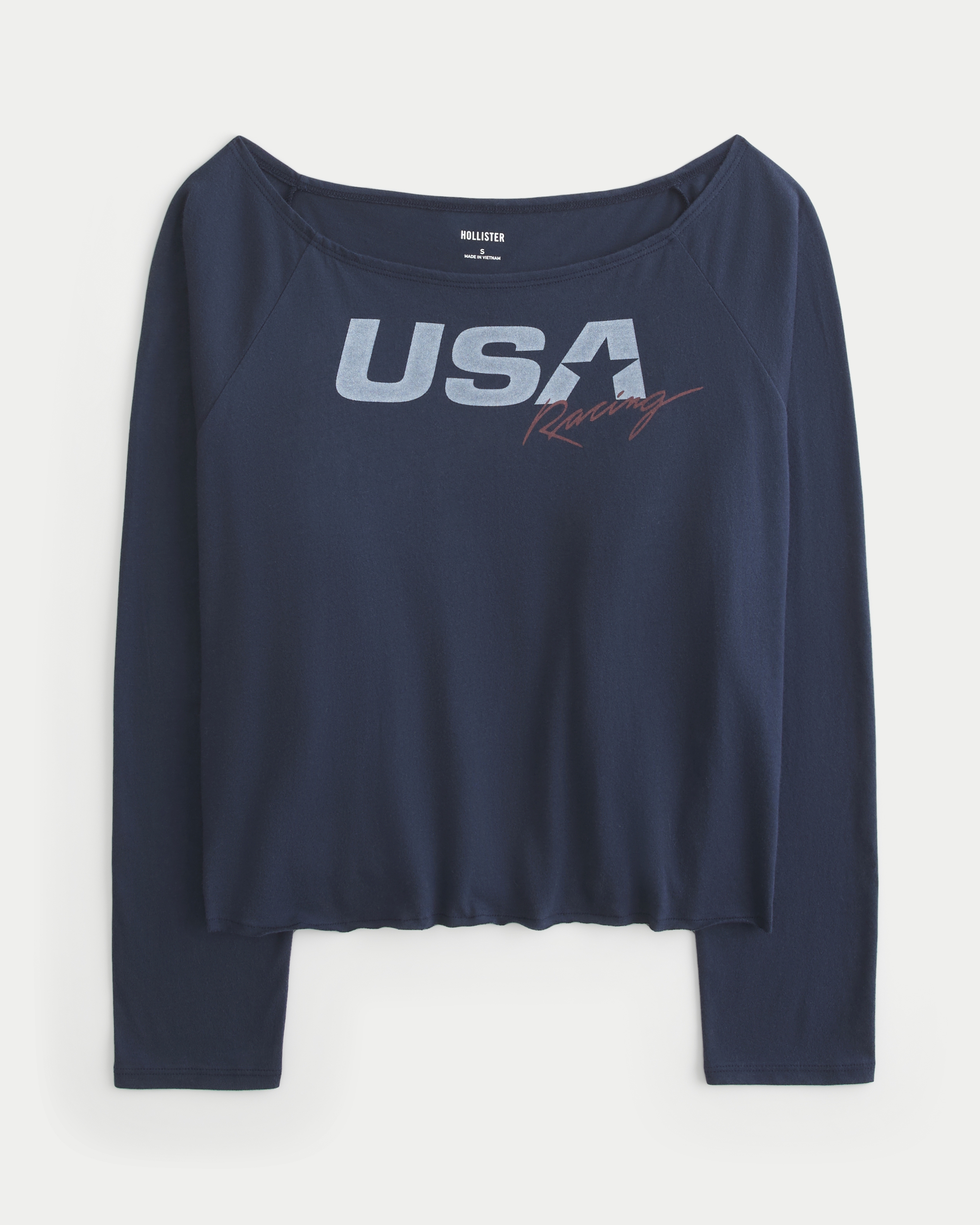 Oversized Long-Sleeve USA Racing Graphic Tee