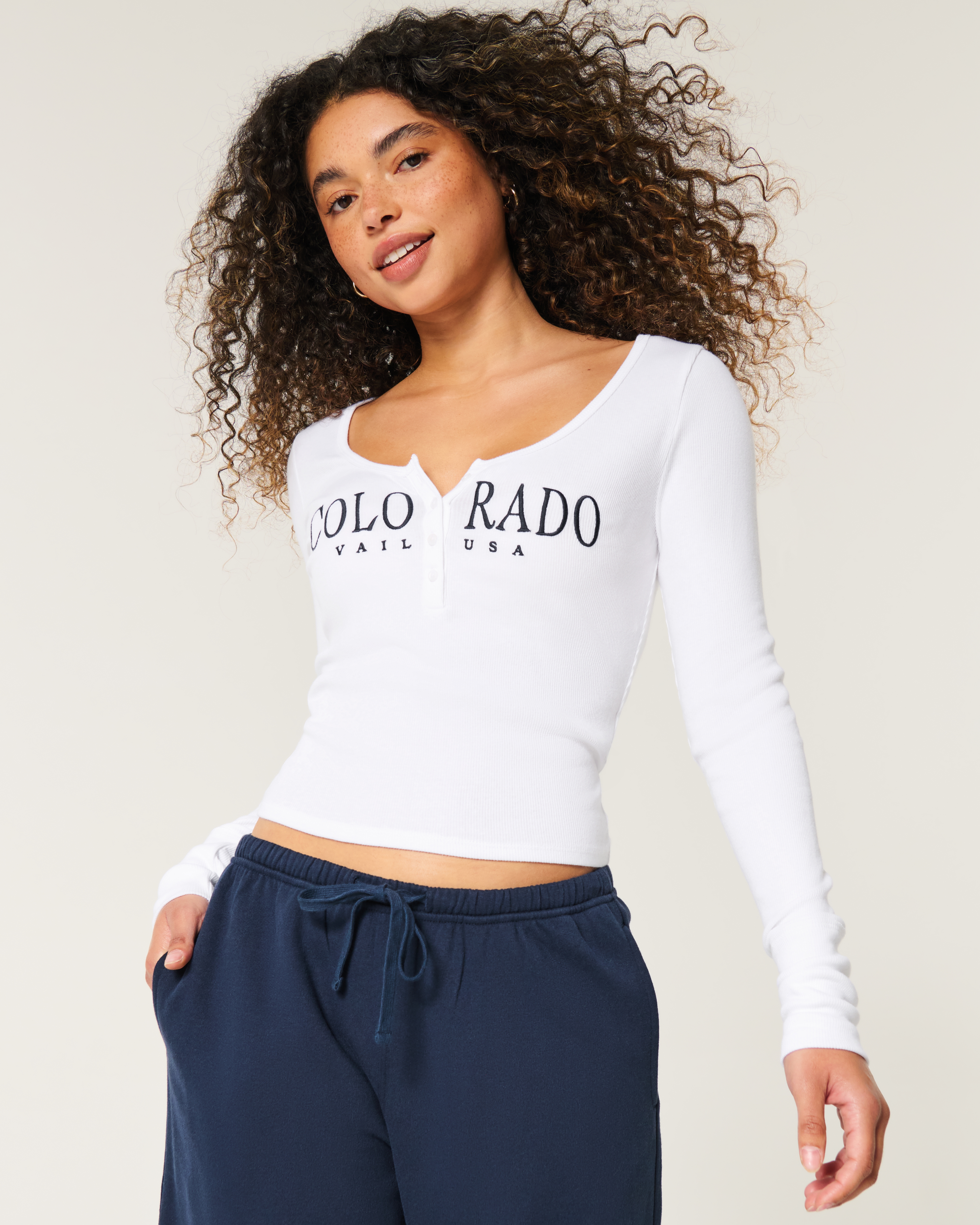 Ribbed Vail Colorado Graphic Henley