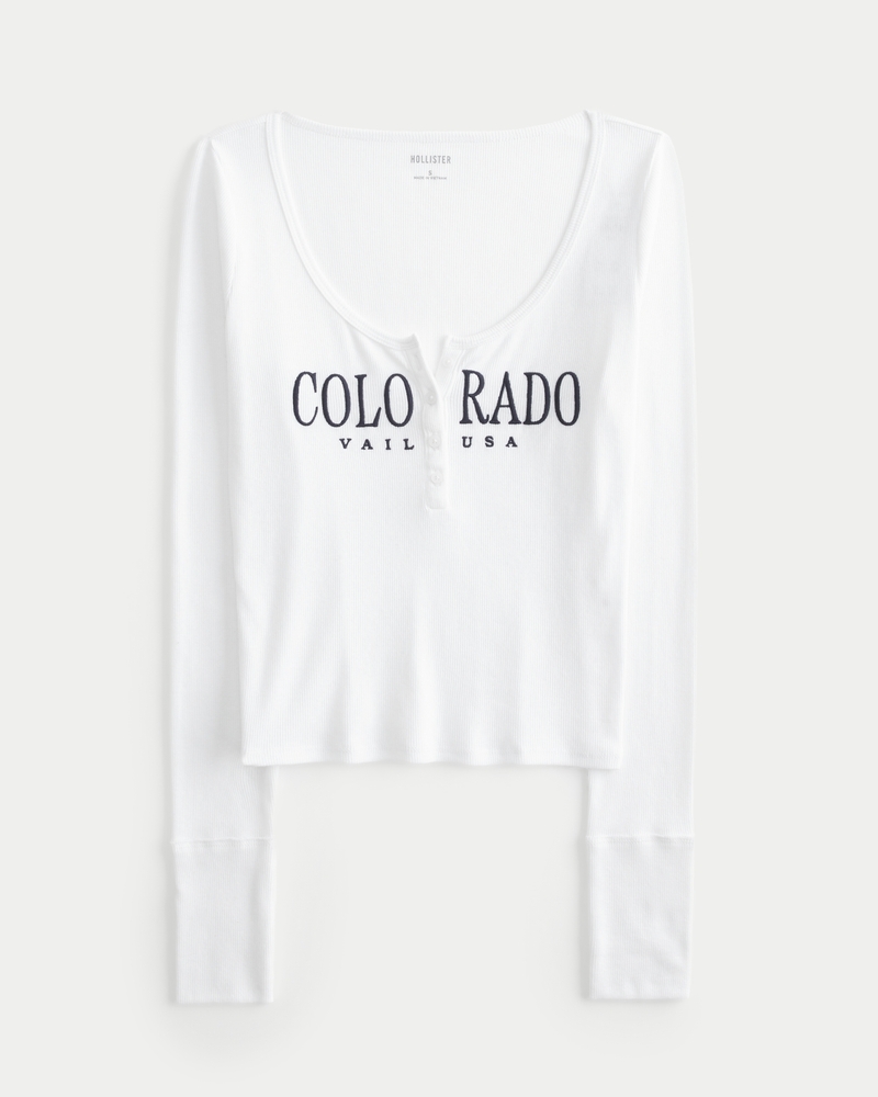 Ribbed Vail Colorado Graphic Henley