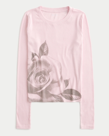 Hollister long sleeve rose shirt top