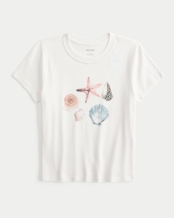 Women's Shell Graphic Baby Tee | Women's Tops | HollisterCo.com