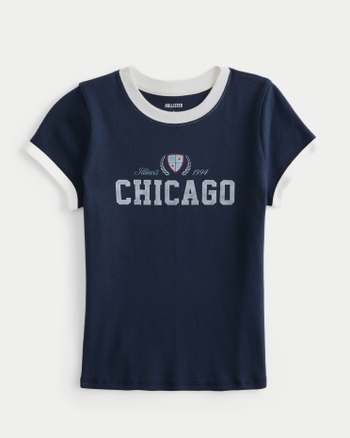 Women's Ribbed Chicago Graphic Baby Tee | Women's Clearance ...