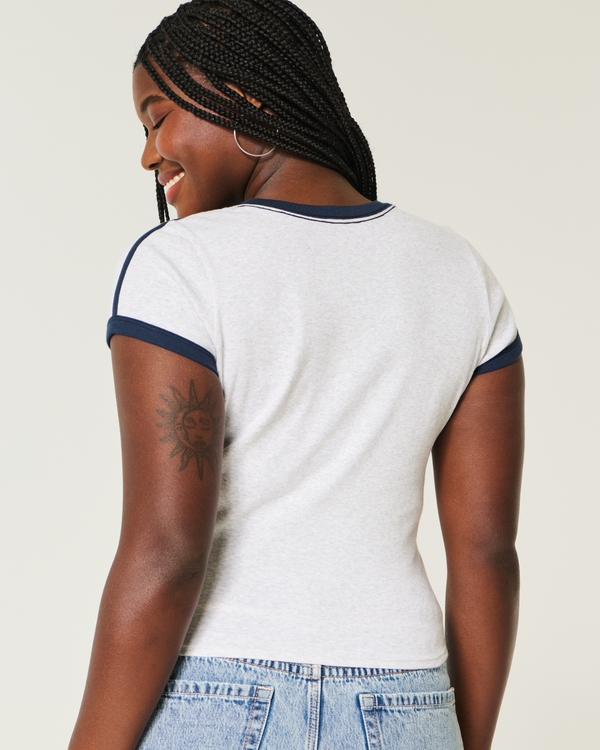 Ribbed Brooklyn Graphic Baby Tee, Light Heather Gray view 2
