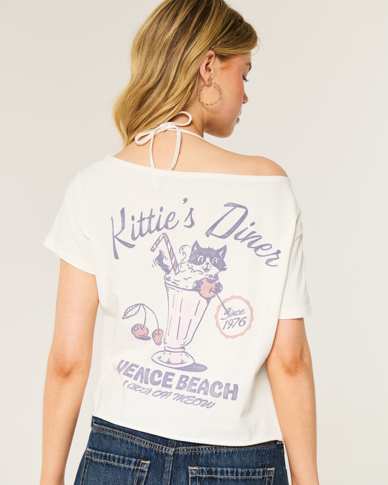Easy Off-the-Shoulder Kittie's Diner Graphic Tee