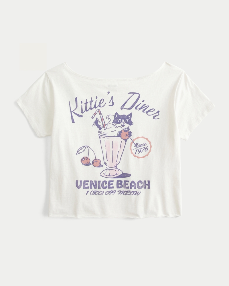 Easy Off-the-Shoulder Kittie's Diner Graphic Tee