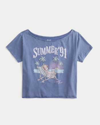 Summer Lace Hollow Out Off-Shoulder Cropped T-Shirt main image 0