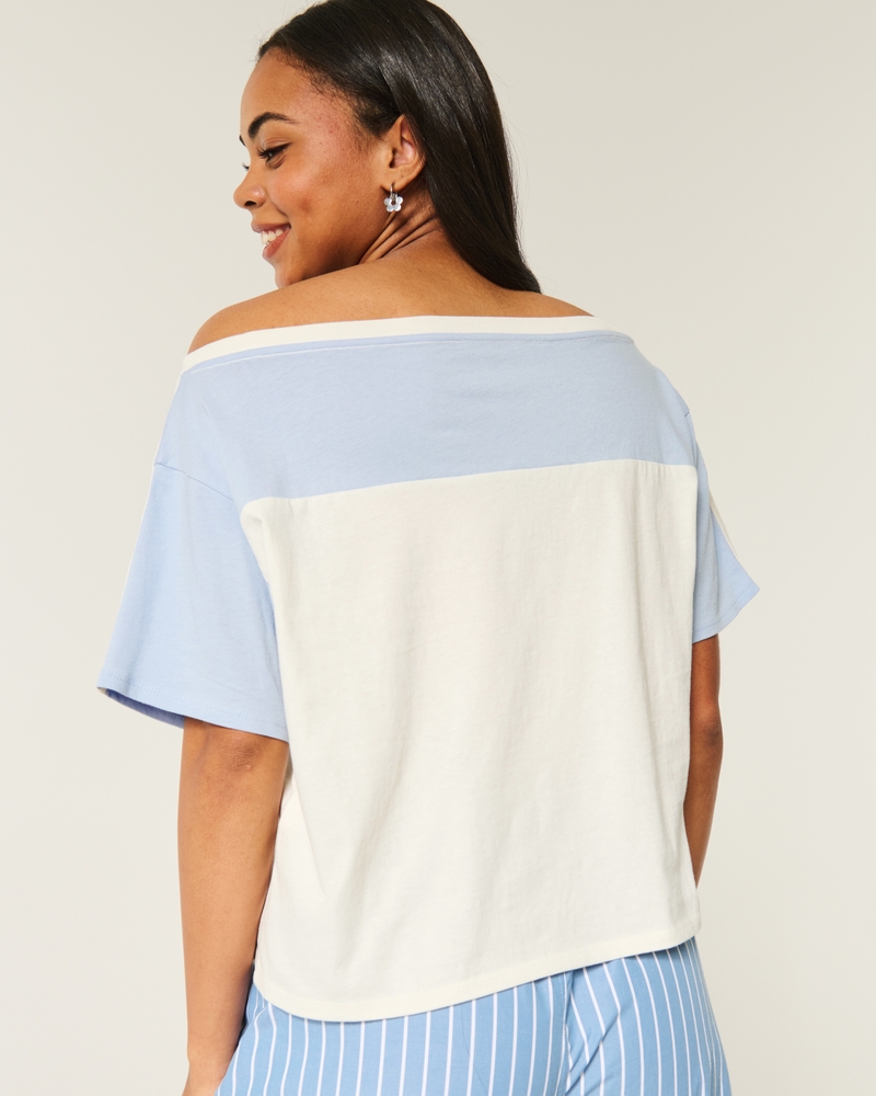 Oversized Off-the-Shoulder Varsity San Diego Graphic Tee
