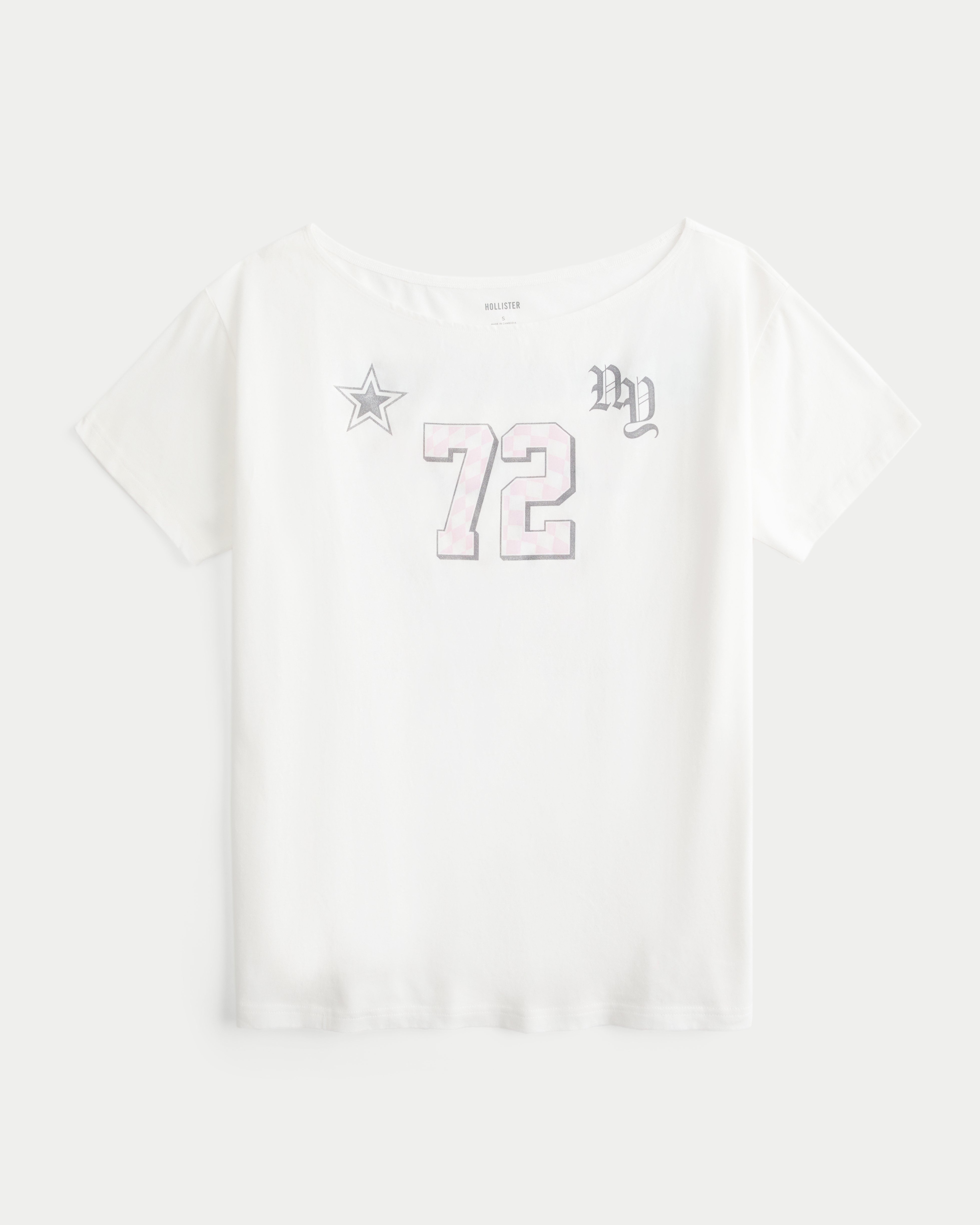Oversized Off-the-Shoulder Number Graphic Tee