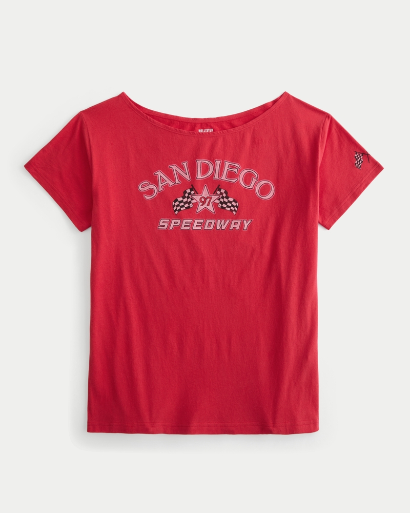 Oversized Off-the-Shoulder San Diego Speedway Graphic Tee