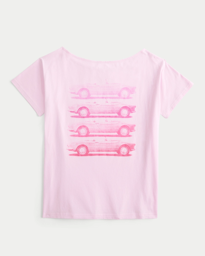 Oversized Off-the-Shoulder New York Raceway Graphic Tee