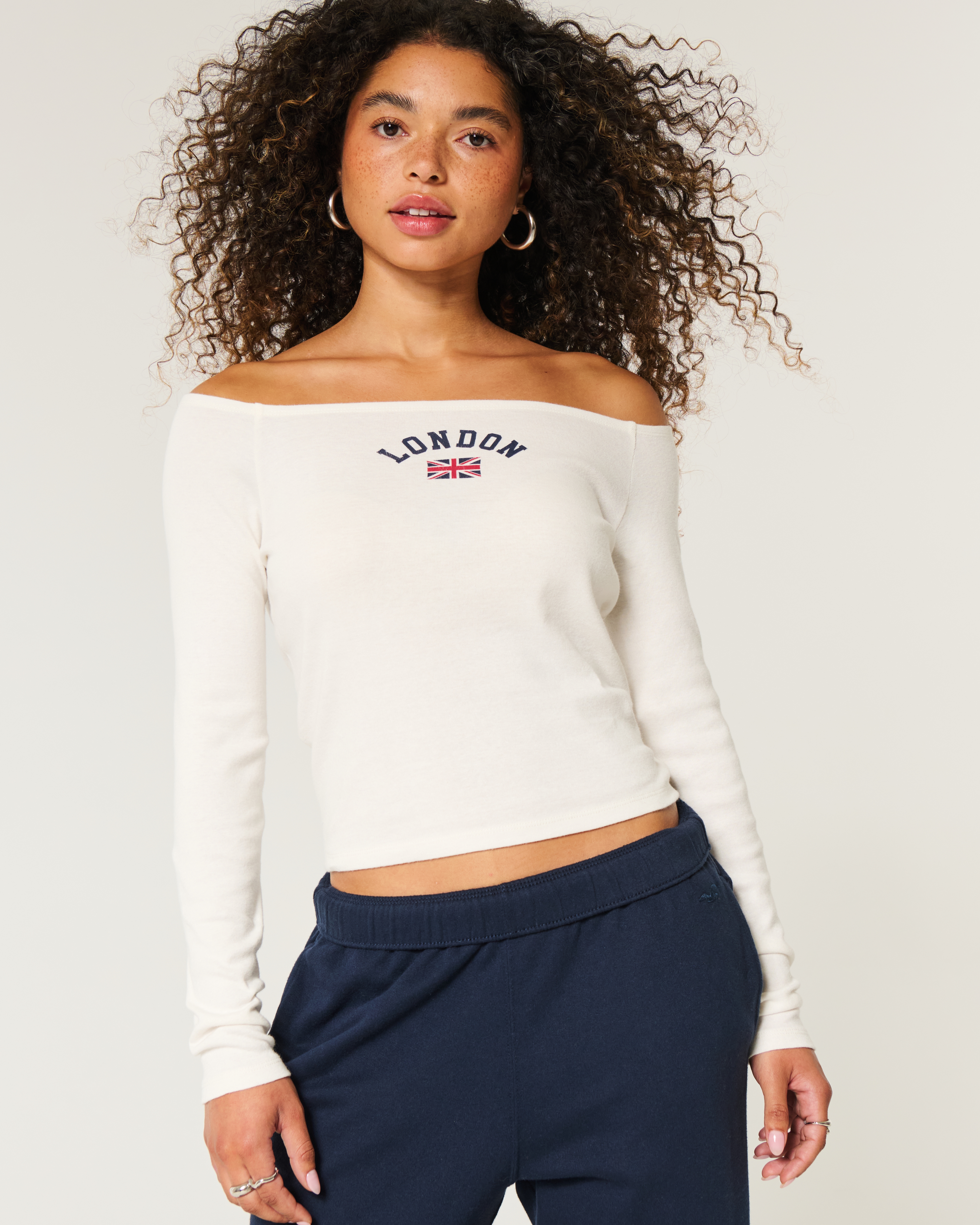 Easy Off-the-Shoulder London Graphic Tee
