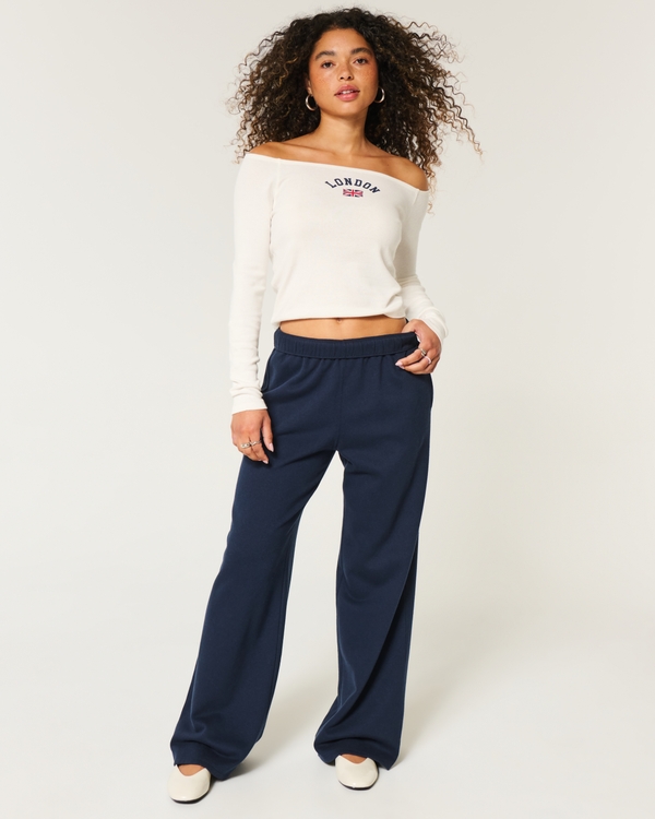 Easy Off-the-Shoulder London Graphic Tee, Cloud White view 2