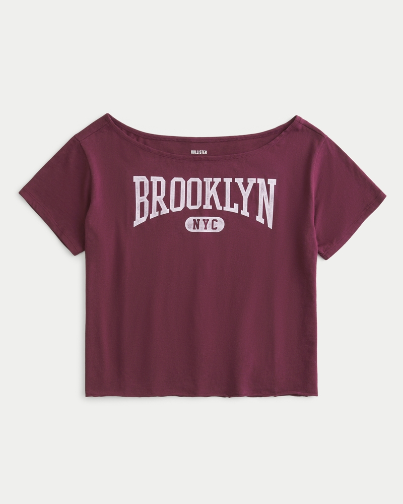 Women s Easy Off the Shoulder Brooklyn Graphic Tee Women s Tops HollisterCo