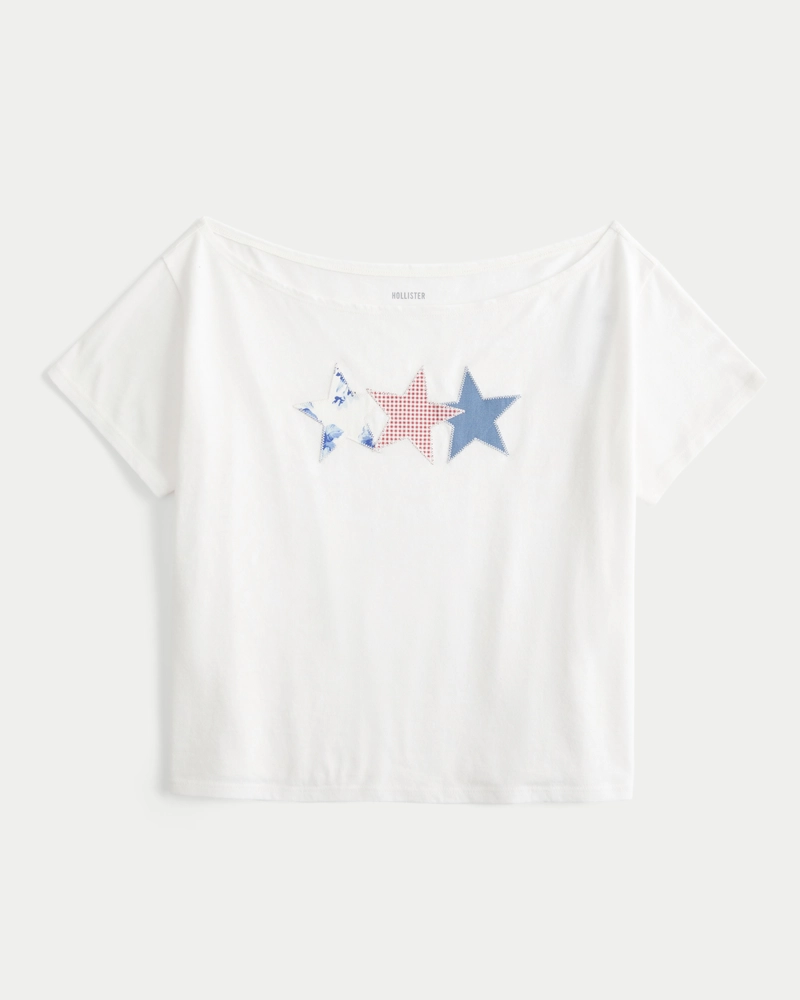 Easy Off-the-Shoulder Star Graphic Tee