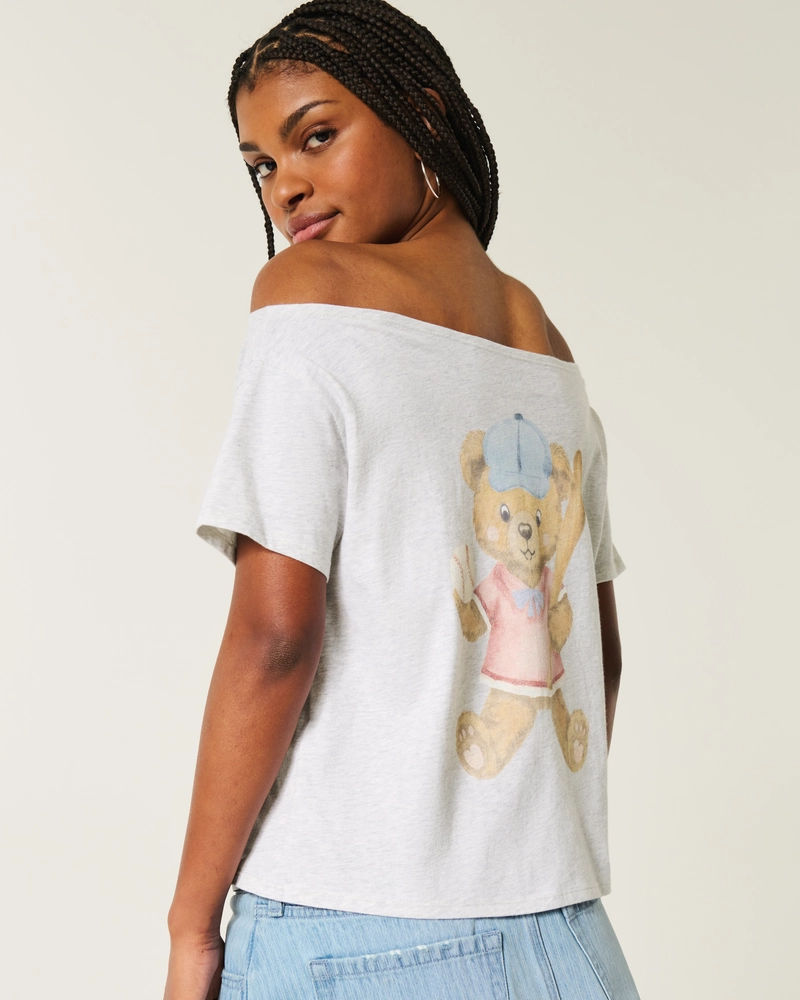 Easy Off-the-Shoulder Baseball Graphic Tee