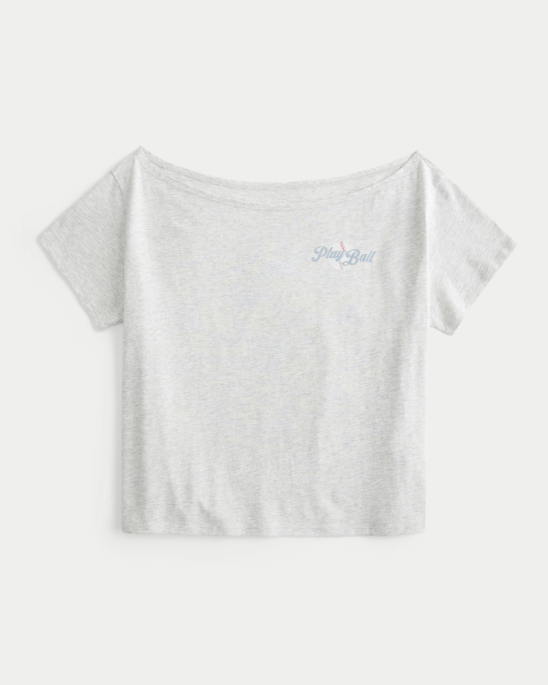 Easy Off-the-Shoulder Baseball Graphic Tee