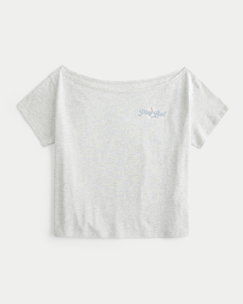 Easy Off-the-Shoulder Baseball Graphic Tee