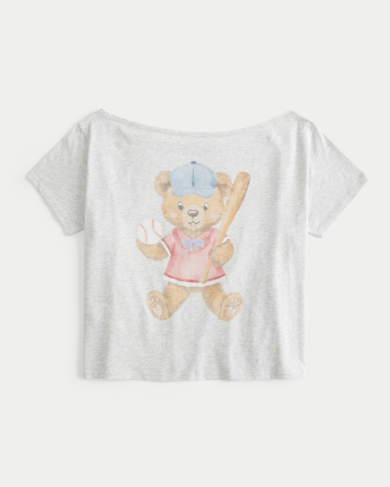 Easy Off-the-Shoulder Baseball Graphic Tee