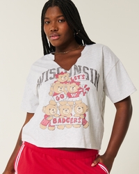 Easy Wisconsin Badgers Graphic Notch-Neck T-Shirt
