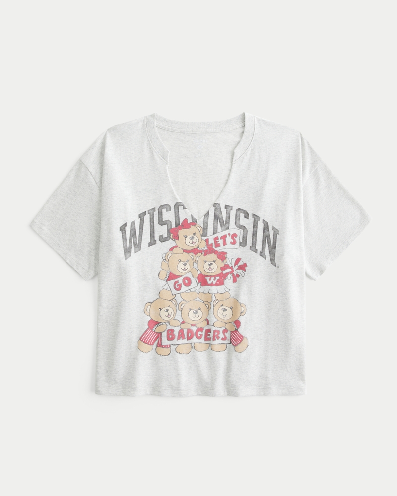 Easy Wisconsin Badgers Graphic Notch-Neck T-Shirt