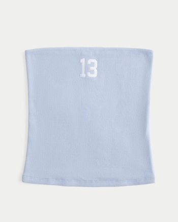 Ribbed Strapless Embroidered Cherry Tube Top