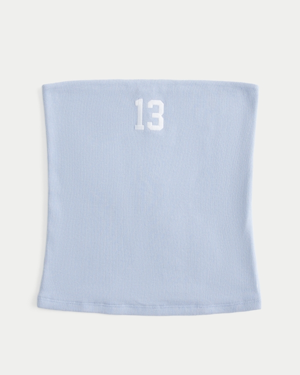 Ribbed Strapless Graphic Tube Top