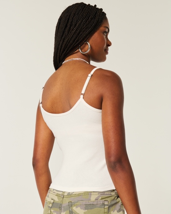 Ribbed Rabbit Graphic Cami, Cloud White view 2