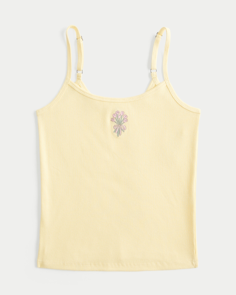 Ribbed Floral Graphic Cami