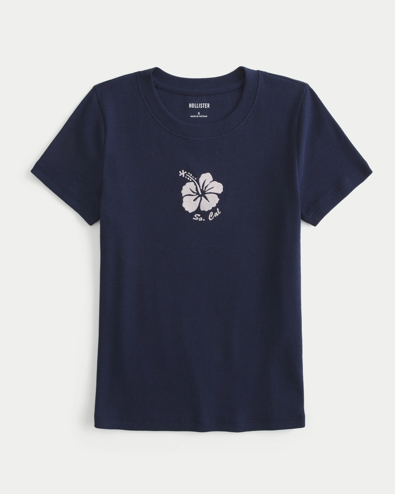 Ribbed Floral So Cal Graphic Baby Tee