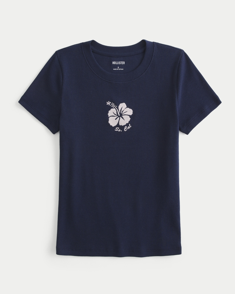 Ribbed Floral So Cal Graphic Baby Tee