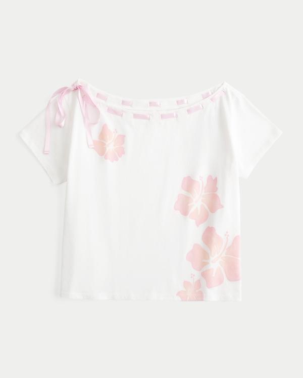 Easy Off-the-Shoulder Tie T-Shirt