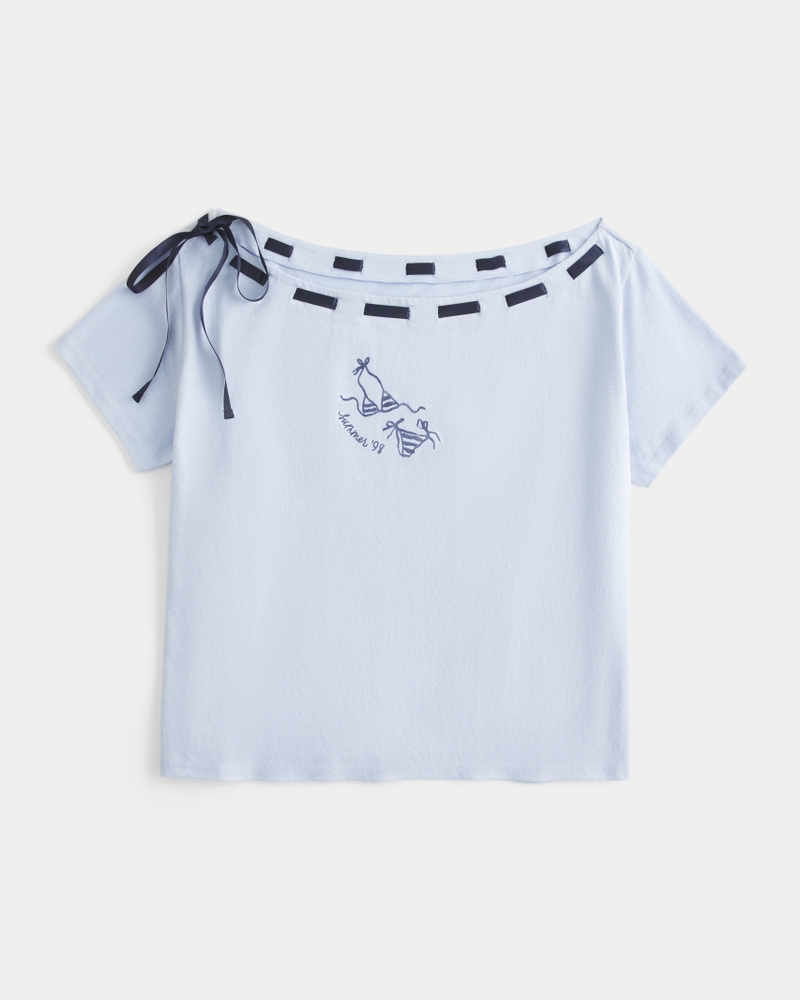 Easy Off-the-Shoulder Tie T-Shirt