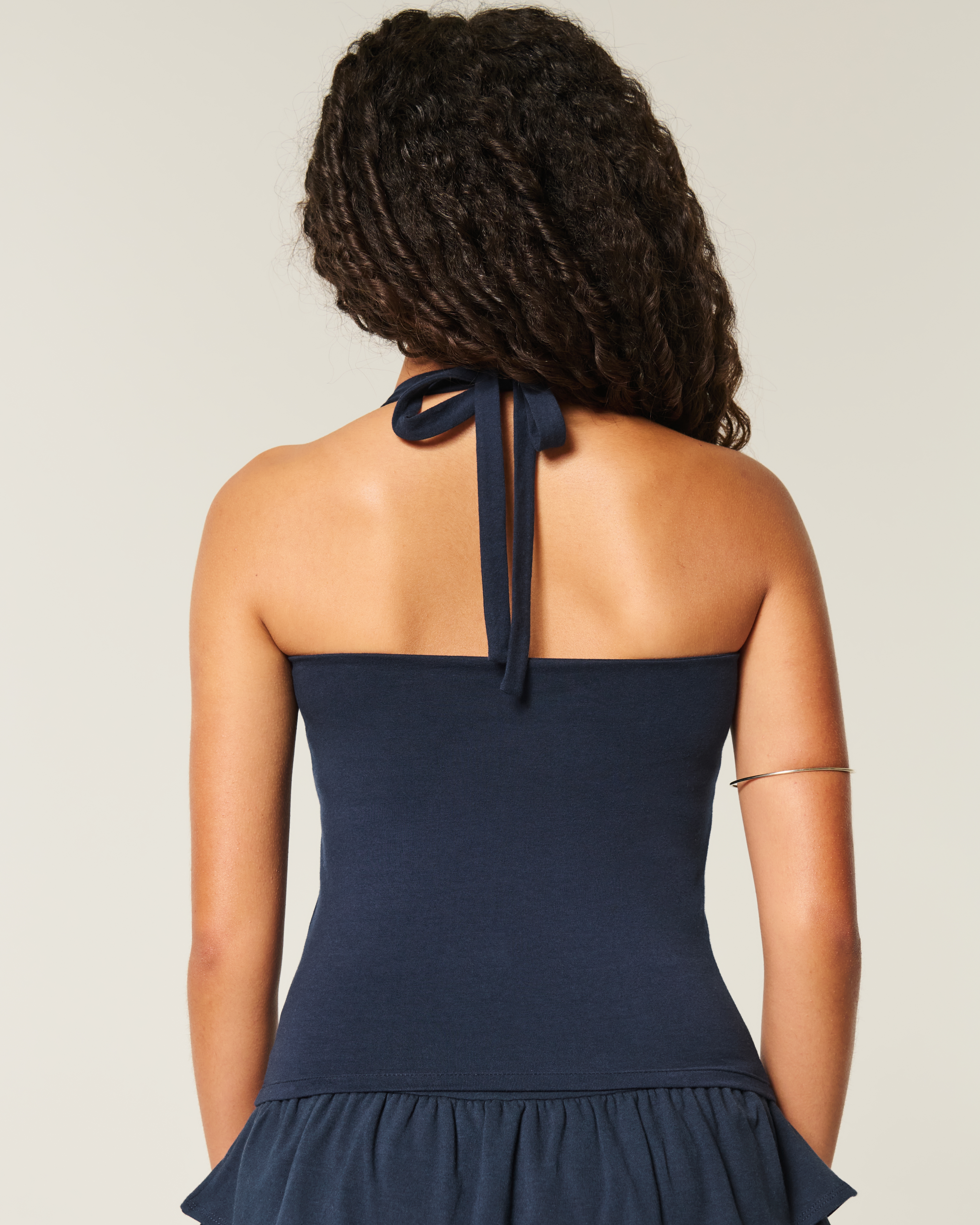 Beaded Graphic Halter Top