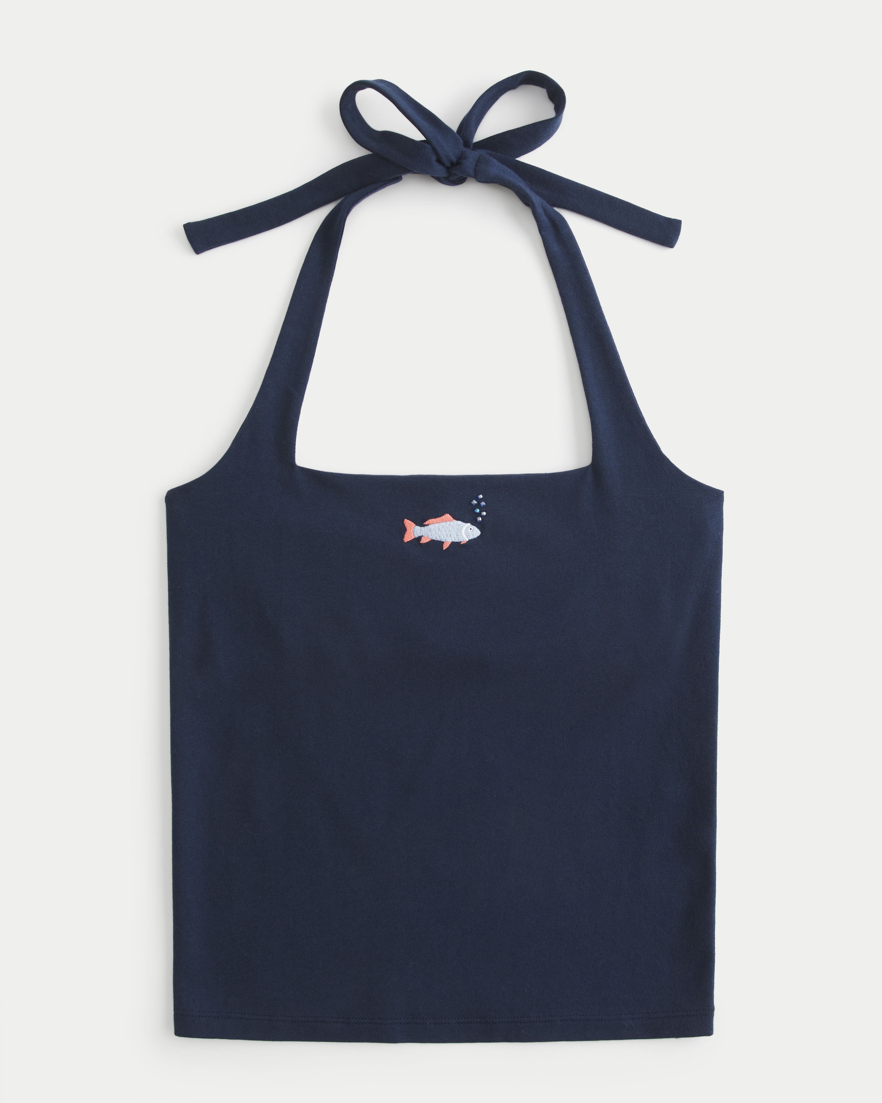 Beaded Graphic Halter Top