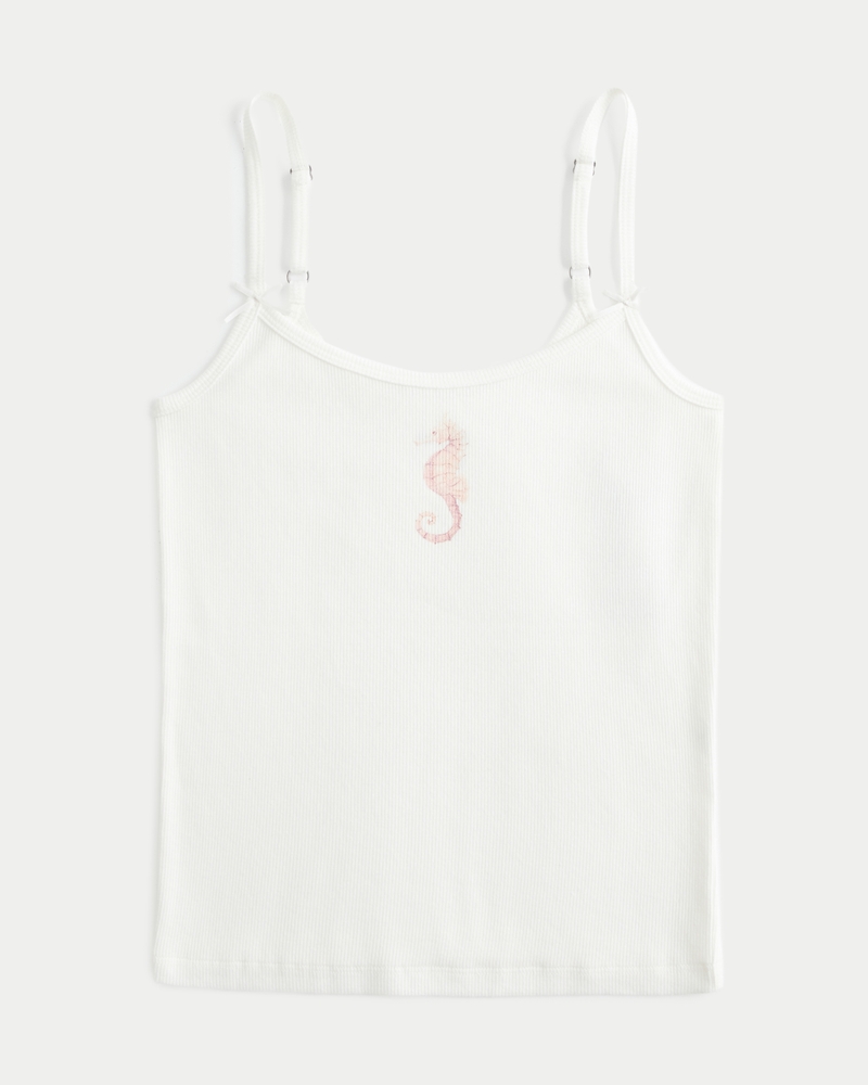 Ribbed Seahorse Graphic Cami