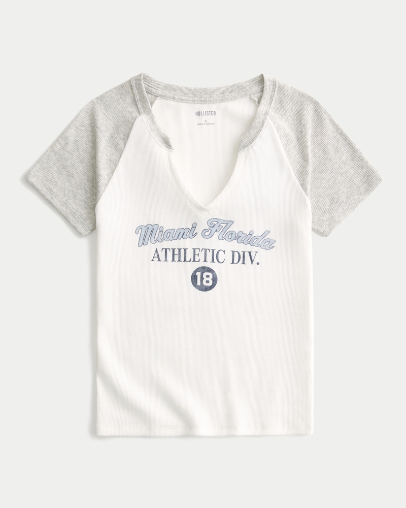 Easy Notch-Neck Miami Graphic Baby Tee