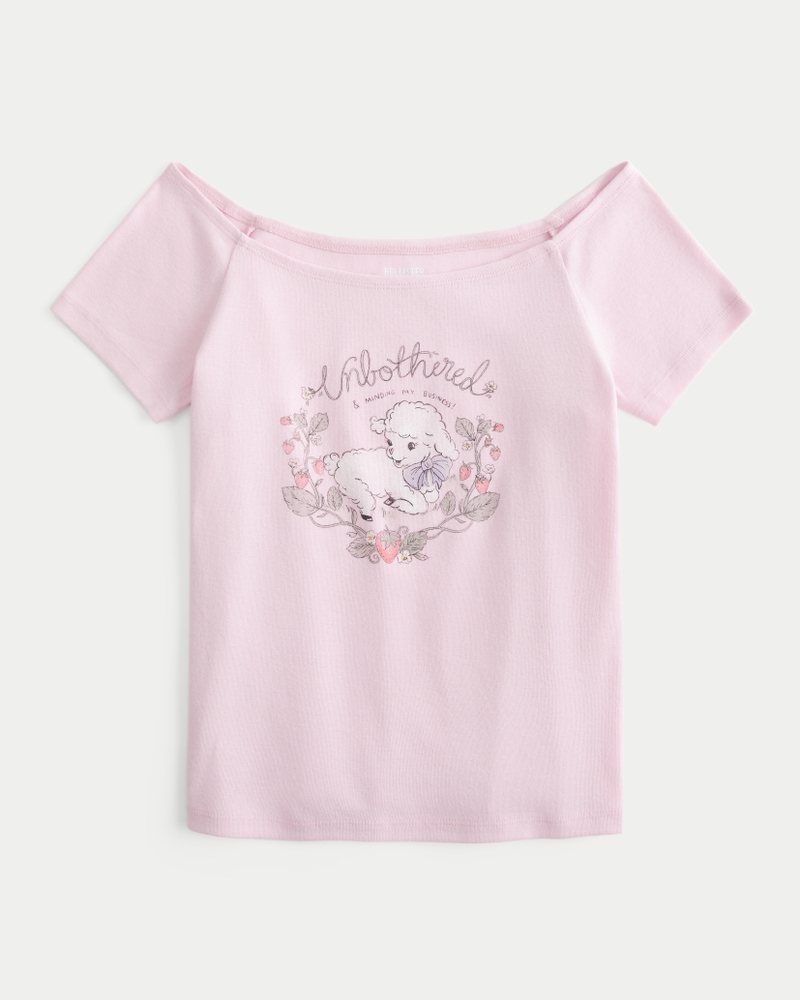 Off-the-Shoulder Unbothered Graphic Tee