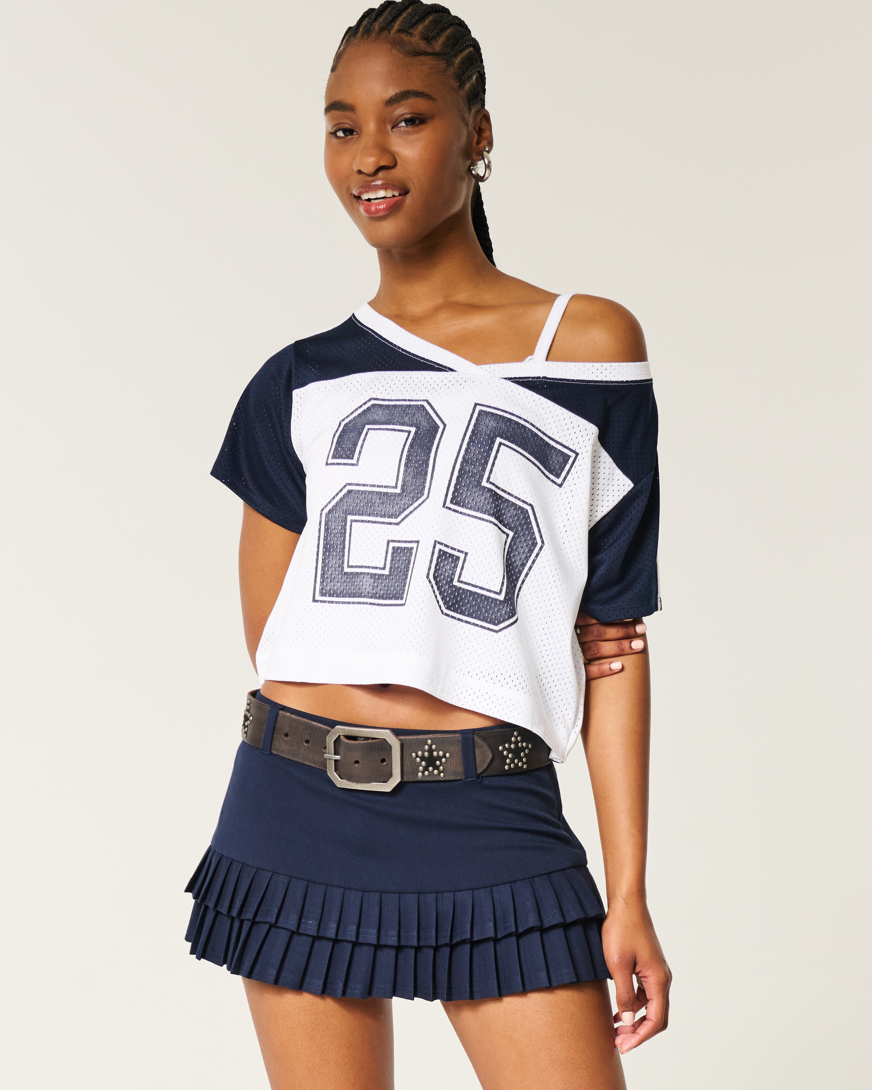 Hollister Oversized Off-the-Shoulder Varsity Graphic Jersey