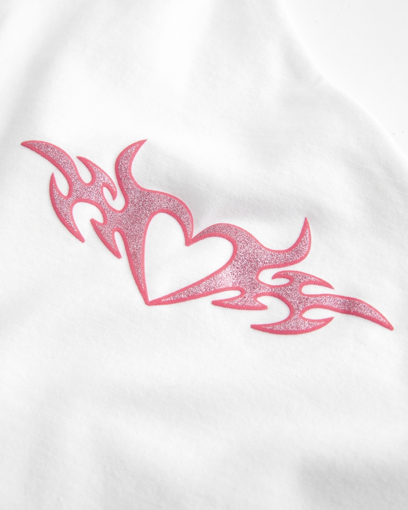 One-Shoulder Heart Graphic Tank