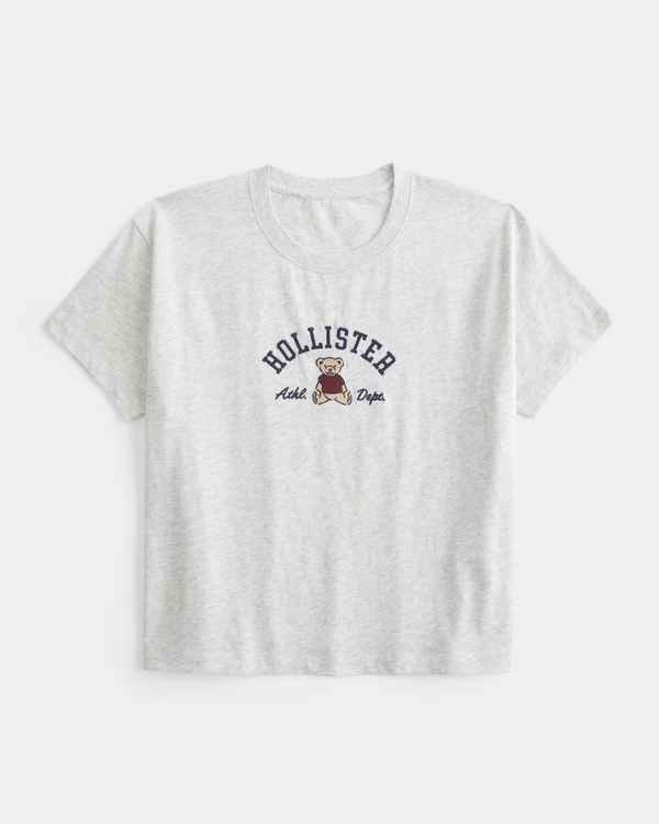 Easy Teddy Bear Logo Graphic Tee, Light Heather Grey view 1