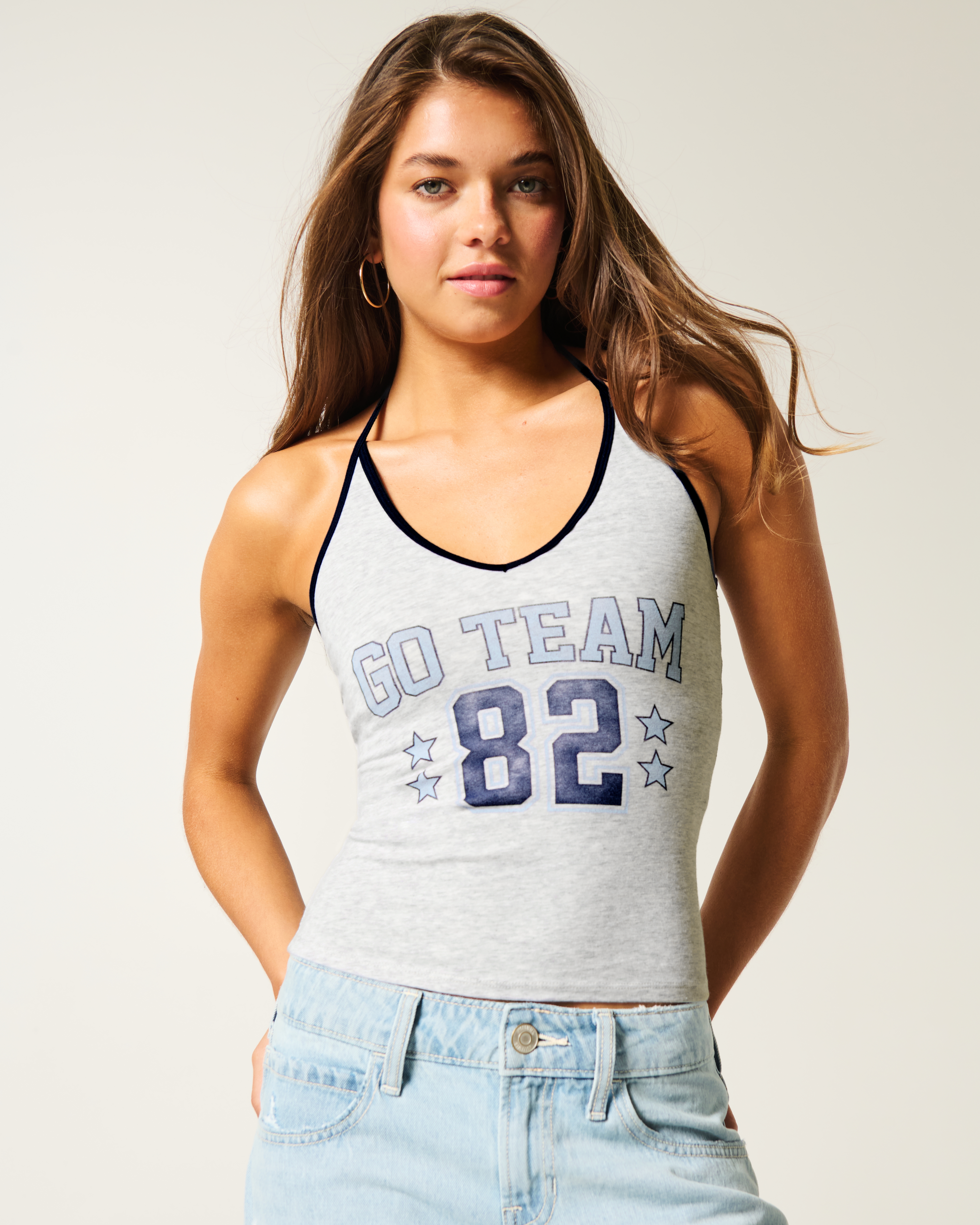 Go Team Graphic Halter Top