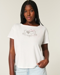 Easy Ribbon Tie-Back Heart Graphic Tee