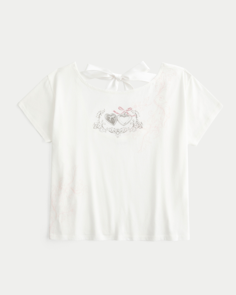 Easy Ribbon Tie-Back Heart Graphic Tee