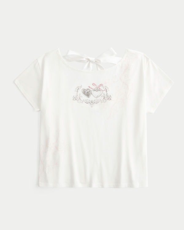 Easy Ribbon Tie-Back Heart Graphic Tee